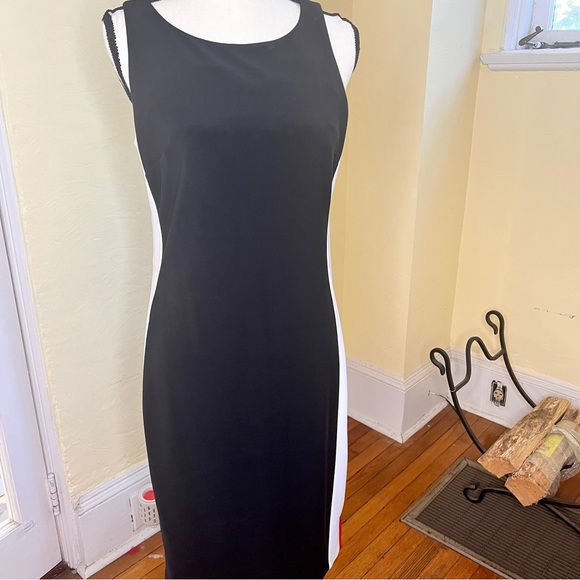 SALE 🛍️ Joseph Ribkoff black midi dress. Racer stripes down each side. Size 6 - Picture 2 of 7